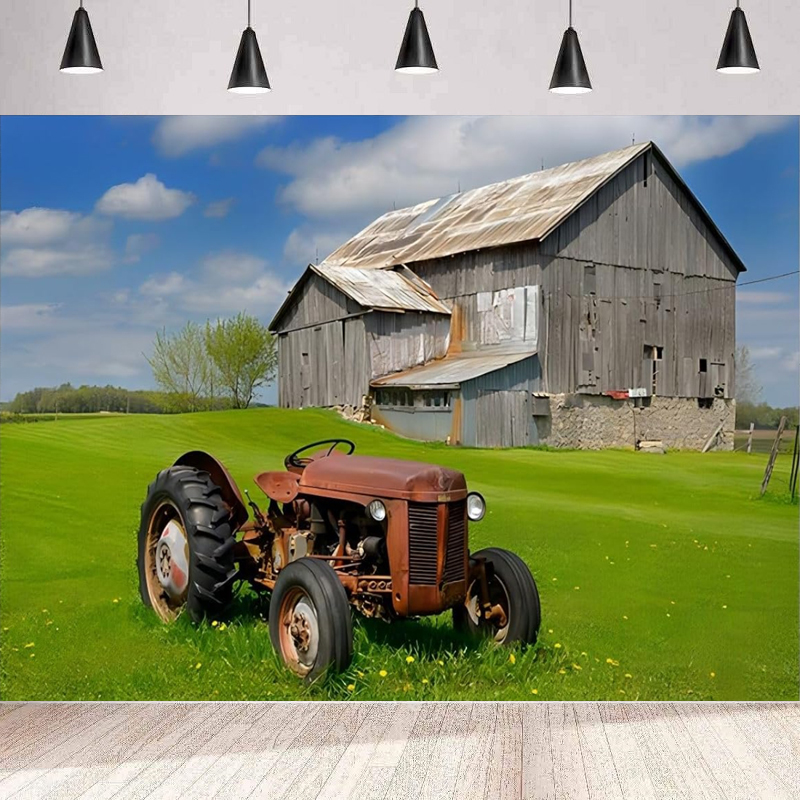 Agriculture Farming Background - Yeşil Tarım Arazisi Fotoğraf Backdrop Sunny