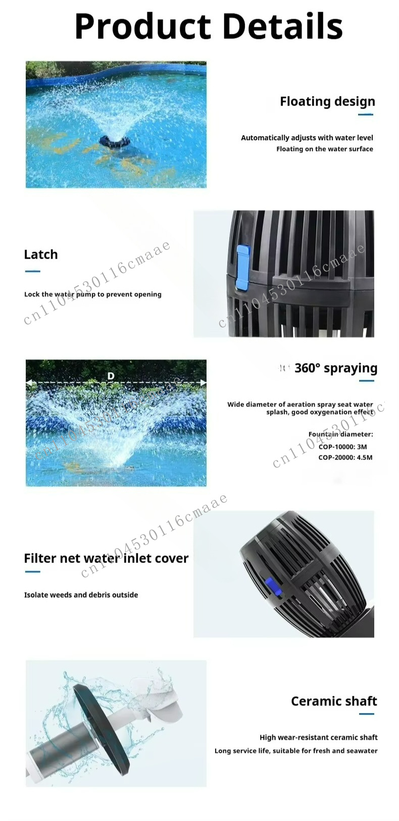 COP-20000 40000L/sa LED yüzer  - Farm Pond Liner incelemesi ve fiyatı